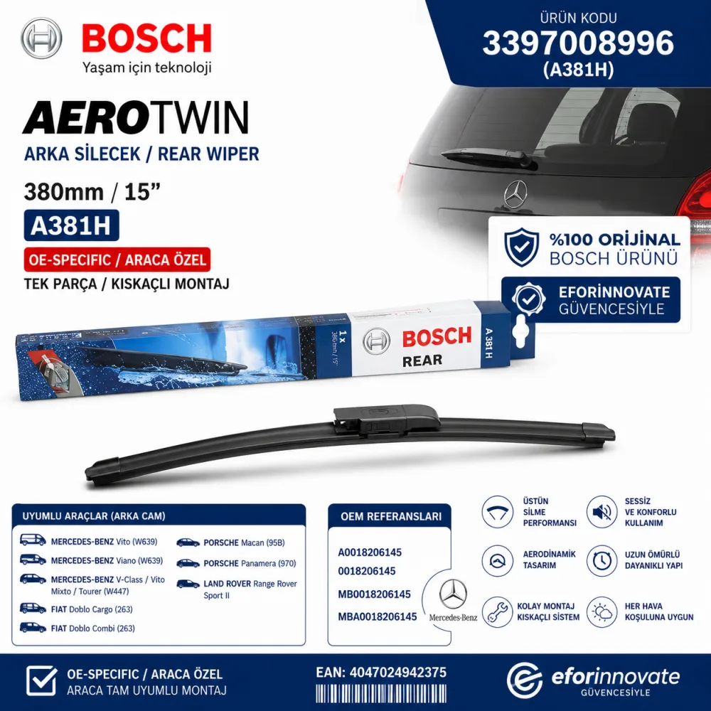 Aerotwin Arka Cam Sileceği 380 mm Mercedes Vito Doblo Uyumlu 3397008996