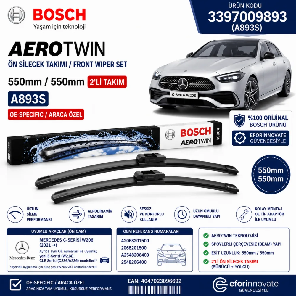 Aerotwin Silecek Takımı 550/550 mm Mercedes Uyumlu 3397009893