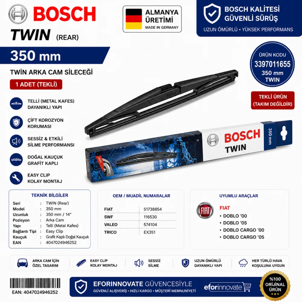 Twin Arka Cam Sileceği 350 mm 3397011655