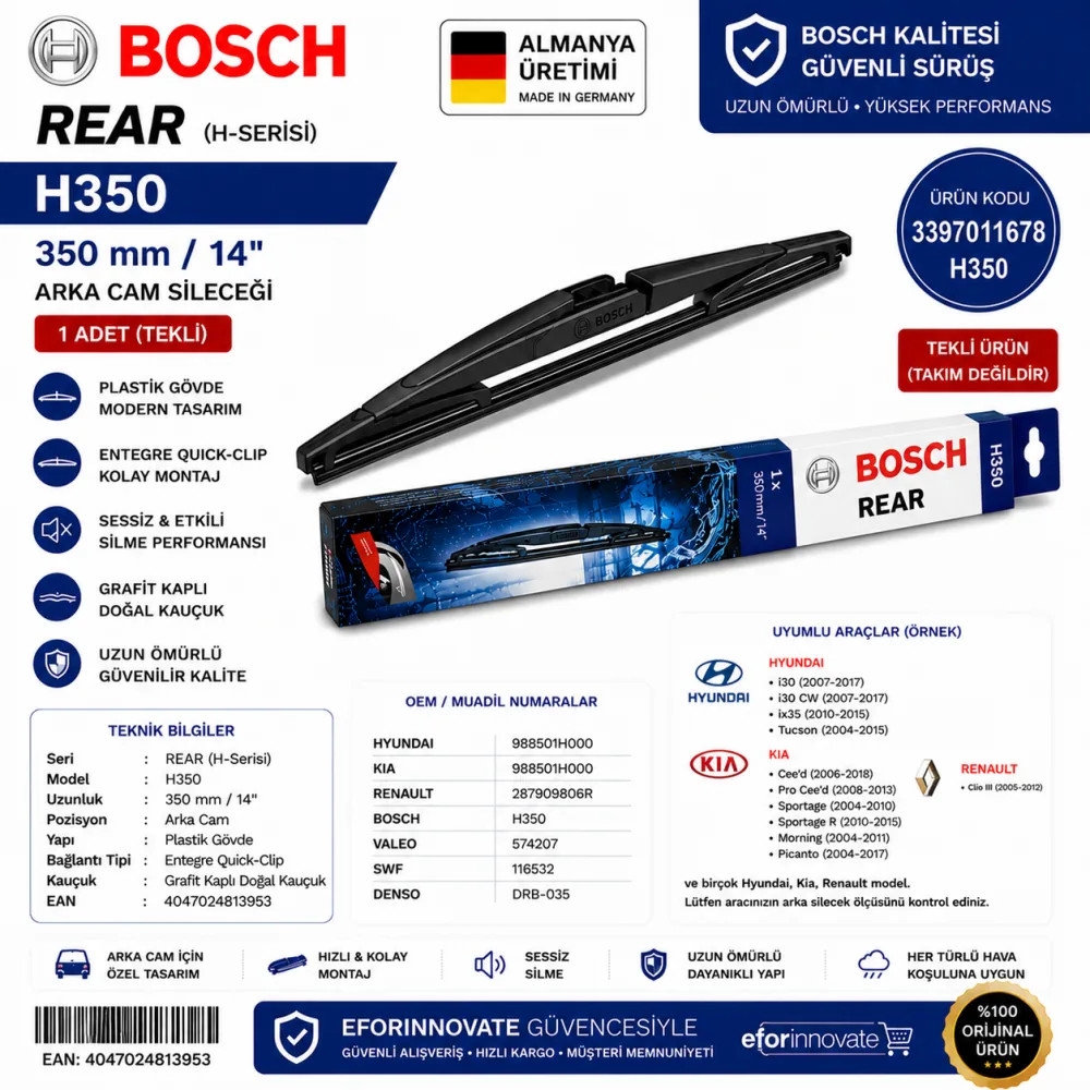 Arka Cam Sileceği Hyundai Kia Uyumlu 3397011678