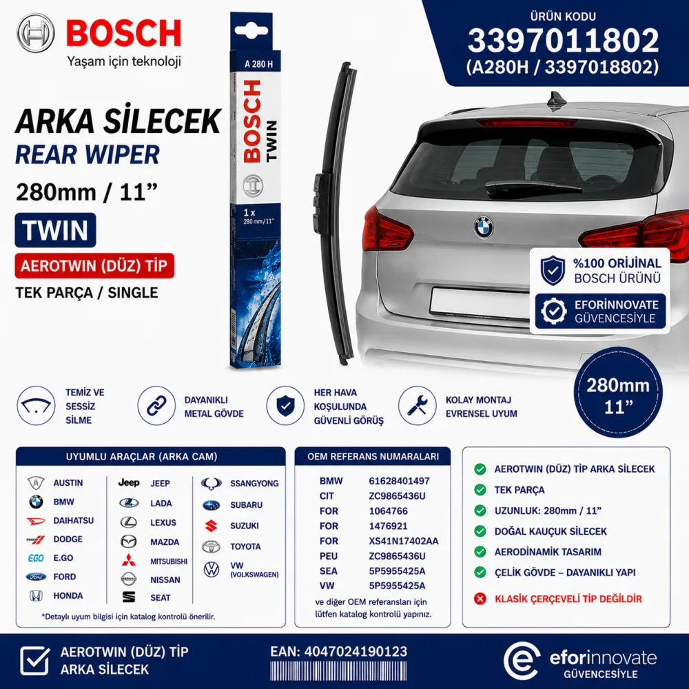Twin Arka Cam Sileceği 280 mm 3397011802