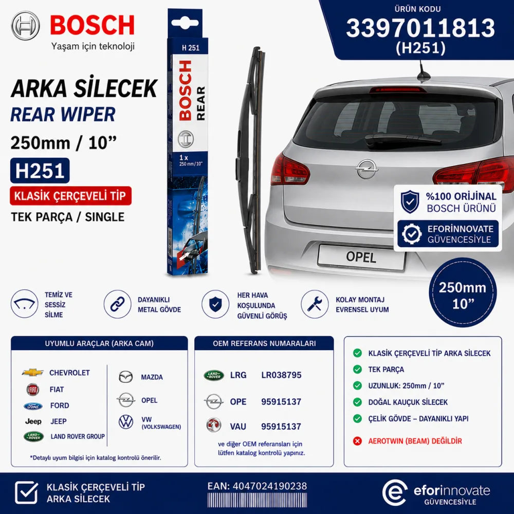 Silecek Takımı 250 mm Opel Mazda Uyumlu 3397011813