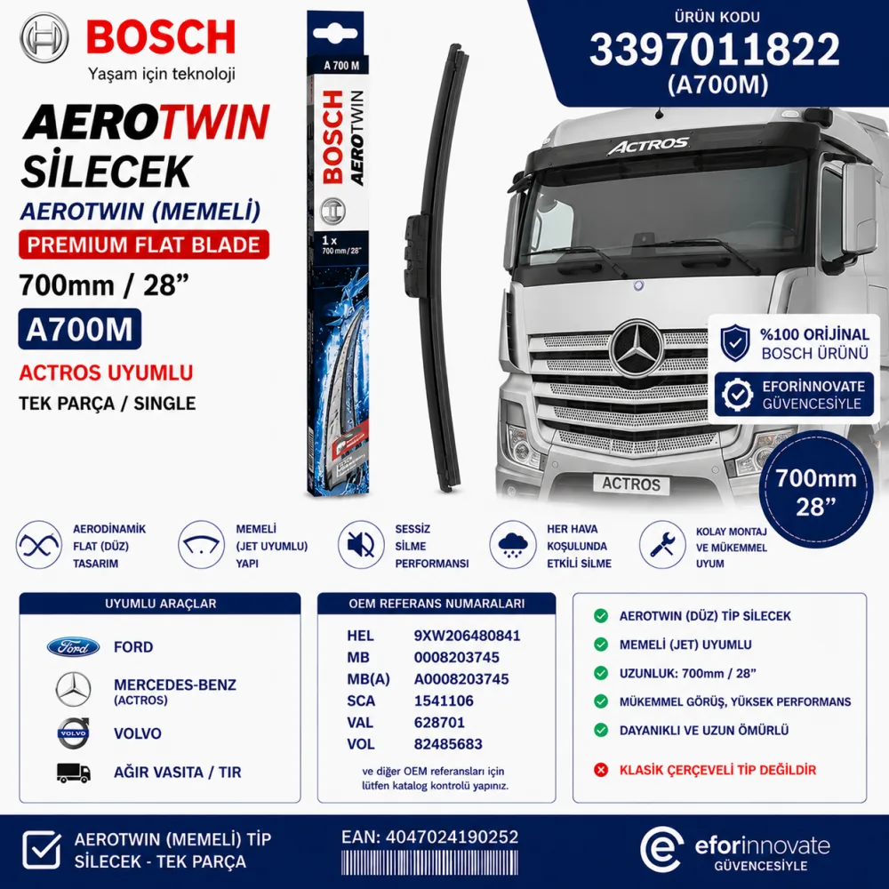 Aerotwin Silecek Takımı 700 mm Actros Uyumlu 3397011822