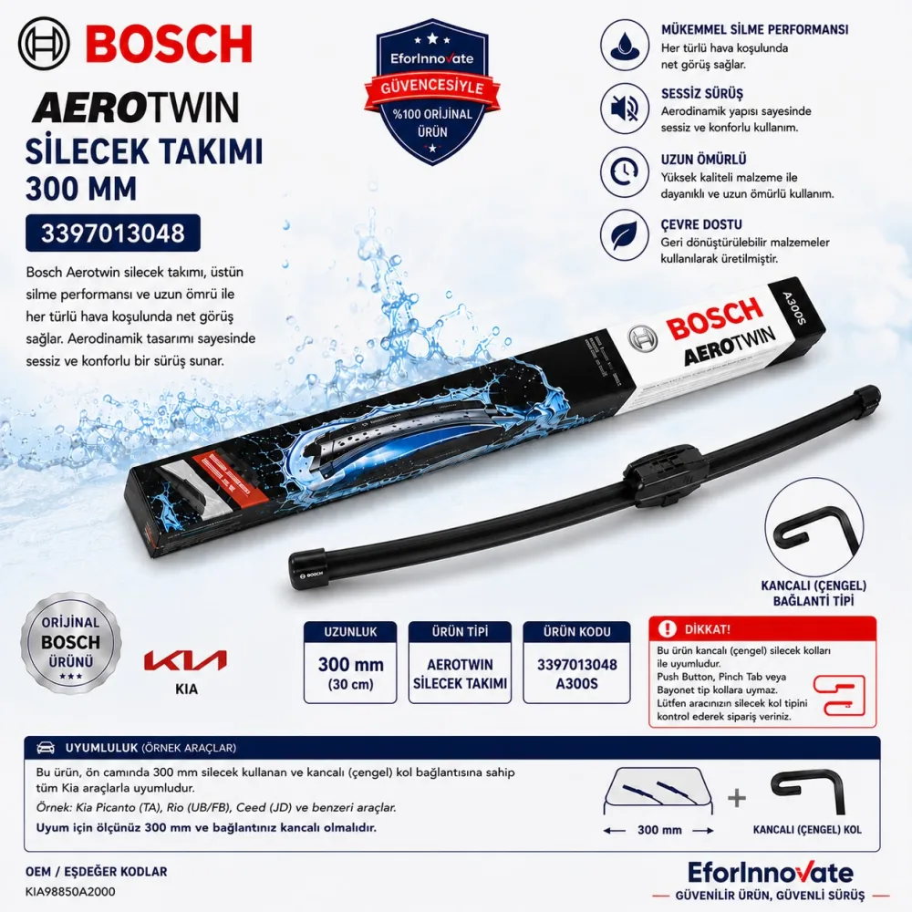 Aerotwin Silecek Takımı 300 mm Kia Uyumlu 3397013048