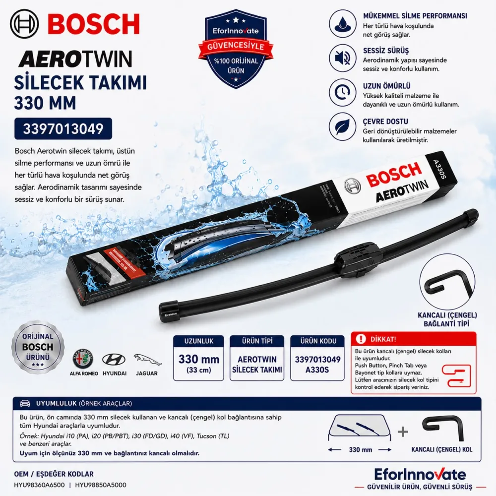 Aerotwin Silecek Takımı 330 mm Hyundai Uyumlu 3397013049