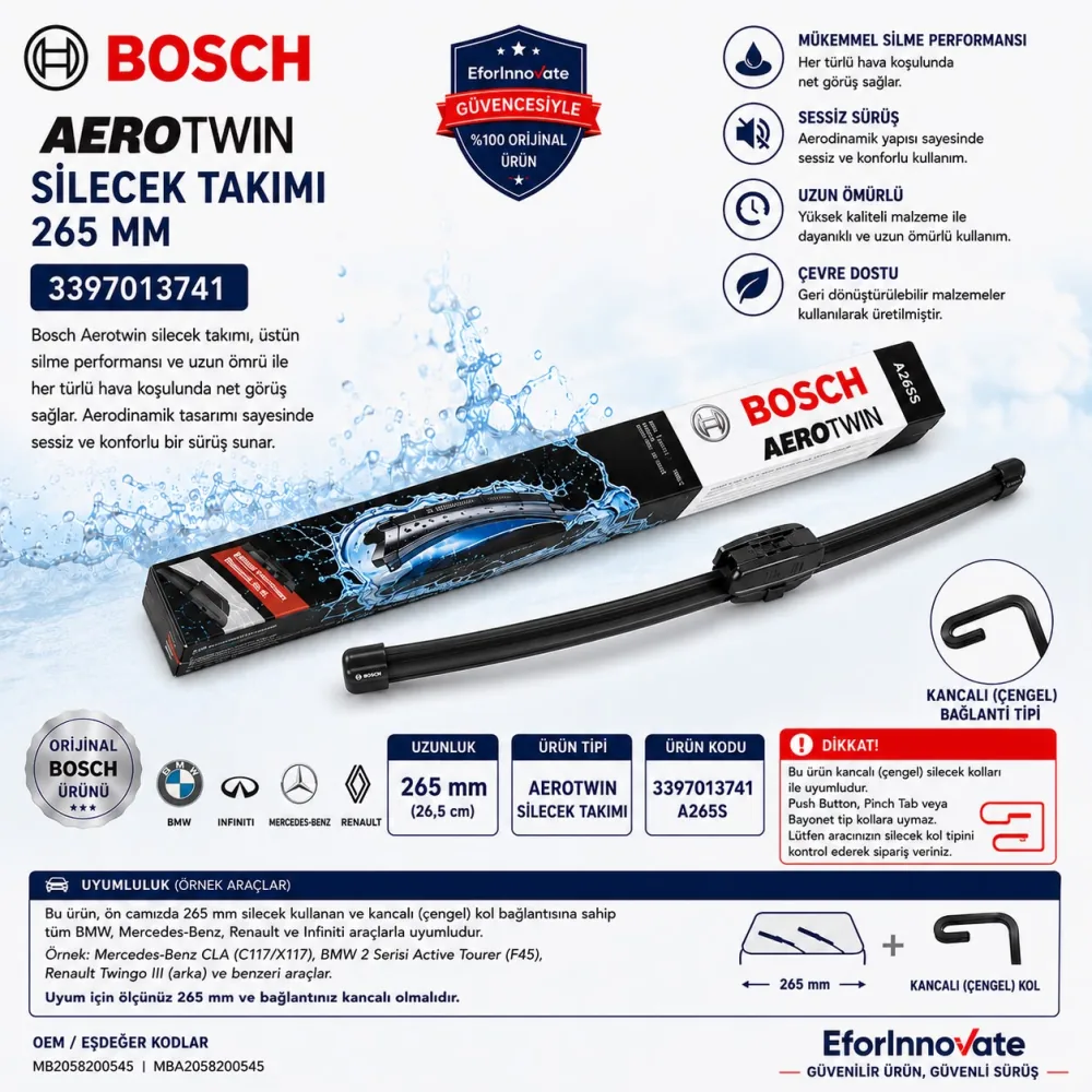 Aerotwin Silecek Takımı 265 mm Mercedes Cla Uyumlu 3397013741