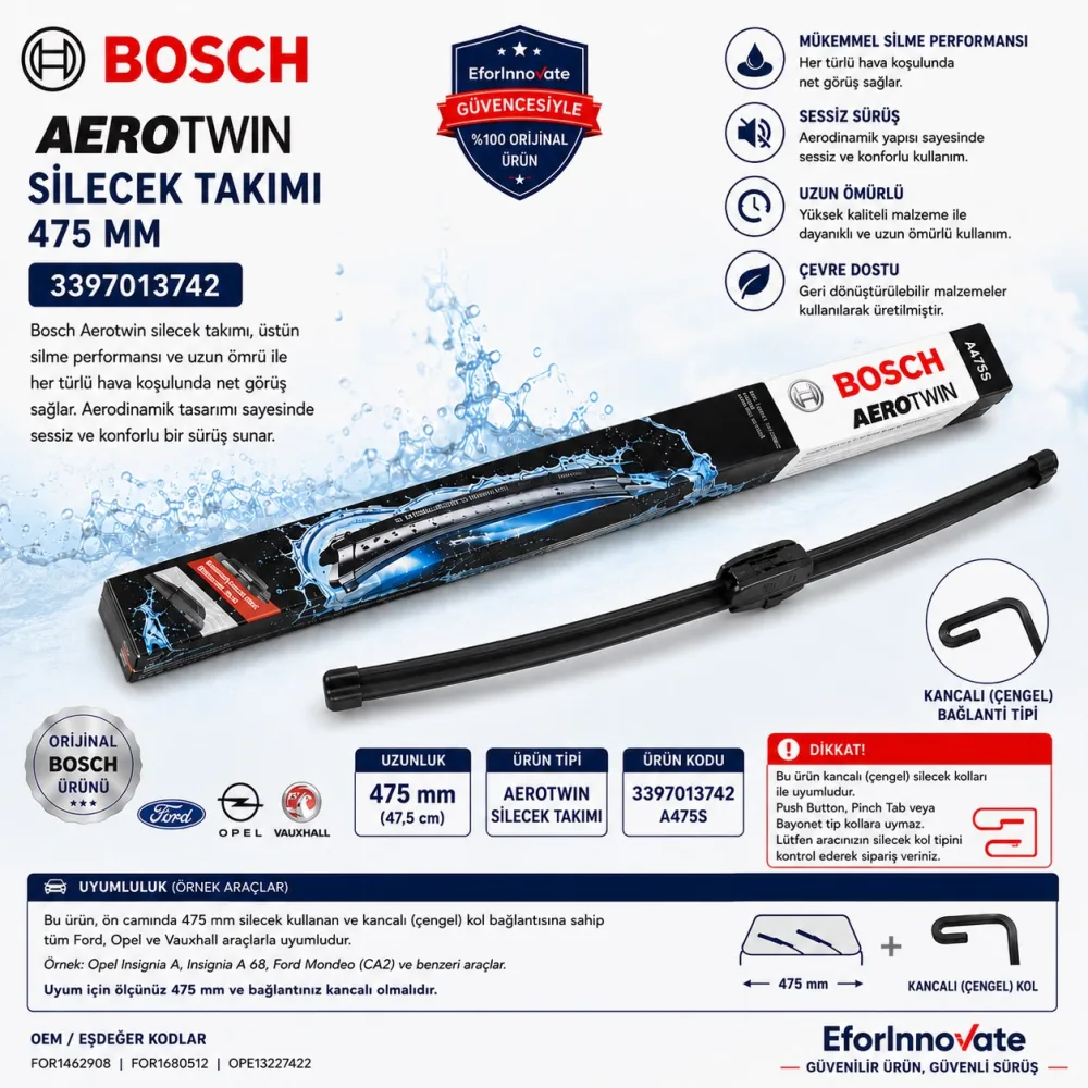 Aerotwin Silecek Takımı 475 mm Insignia Uyumlu 3397013742