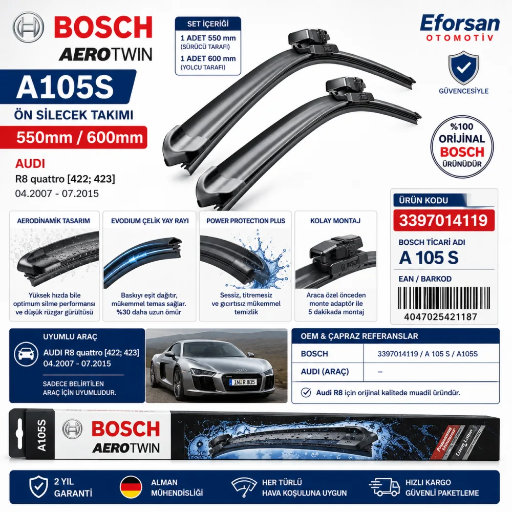 Twin Silecek Takımı 550/600 mm Audi Uyumlu 3397014119