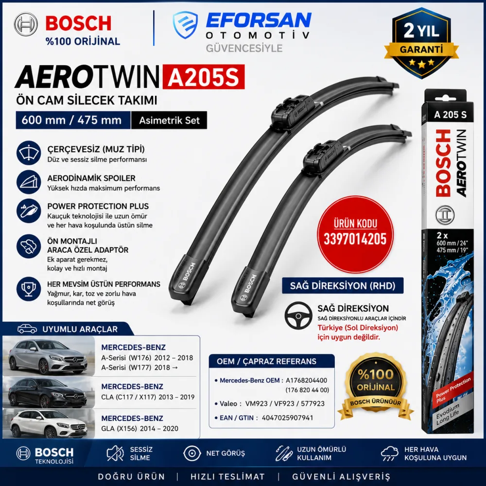 Aerotwin Silecek Takımı 600/475 mm Mercedes Uyumlu 3397014205