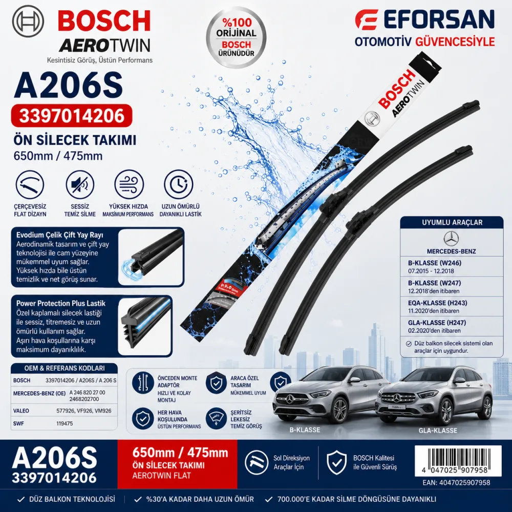 Aerotwin Silecek Takımı 650/475 mm Mercedes Uyumlu 3397014206