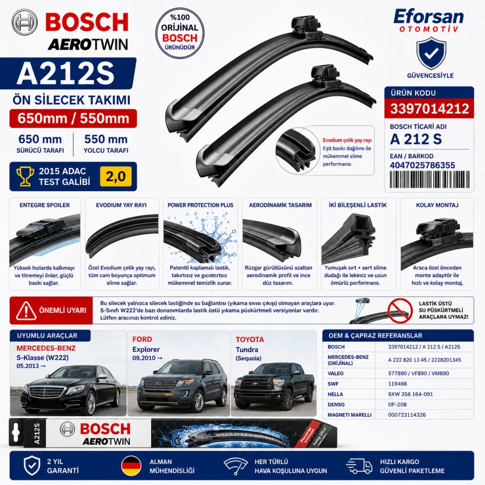 Aerotwin Silecek Takımı 650/550 mm Mercedes Ford Uyumlu 3397014212