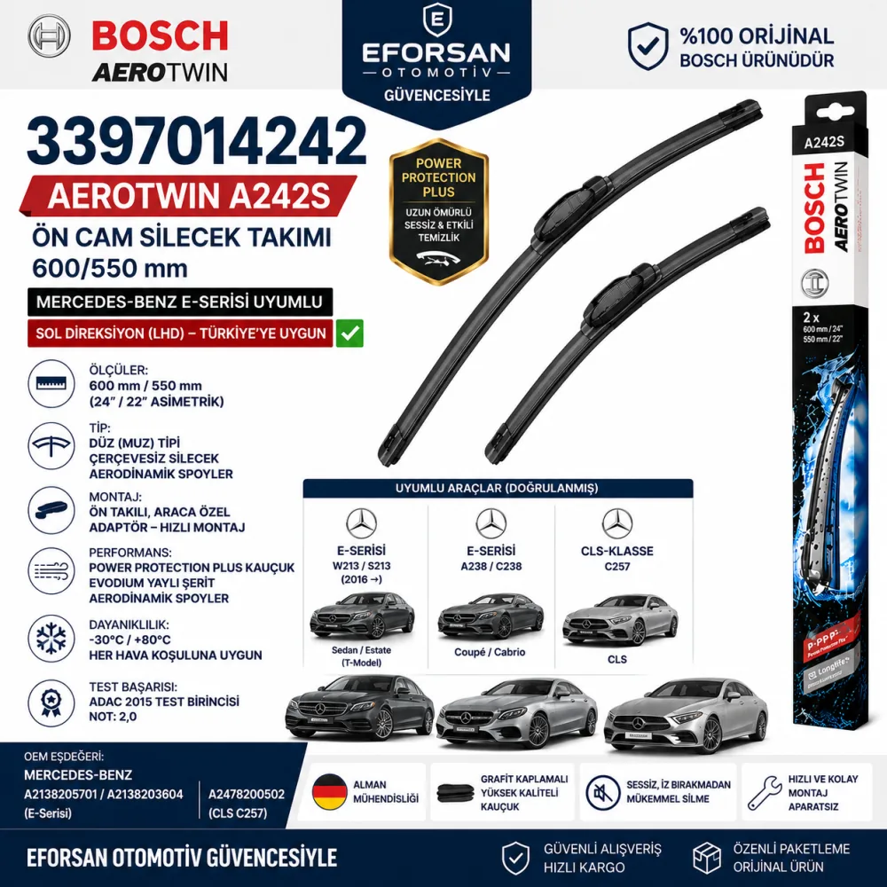 Aerotwin Silecek Takımı 600/550 mm Mercedes Uyumlu 3397014242