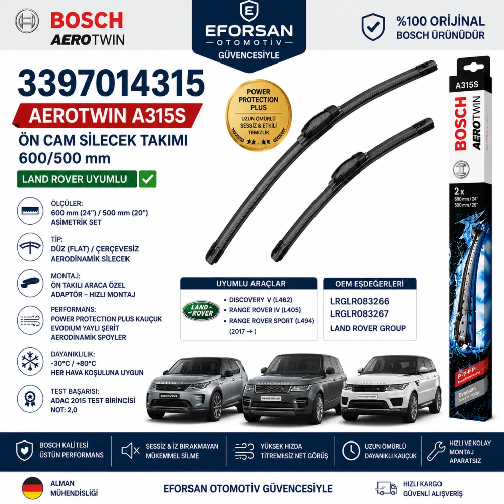 Aerotwin Silecek Takımı 600/500 mm Land Rover Uyumlu 3397014315