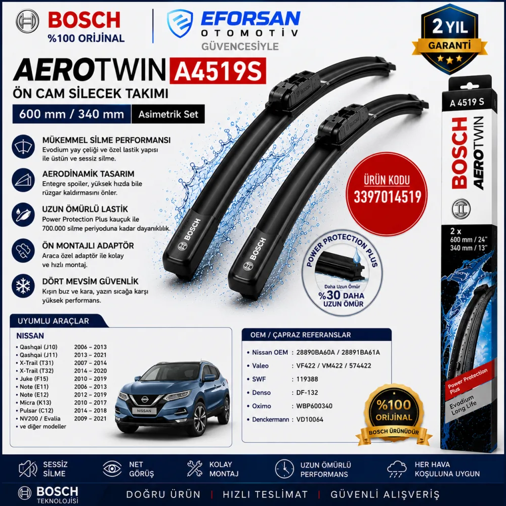 Aerotwin Silecek Takımı 600/340 mm Nissan Uyumlu 3397014519
