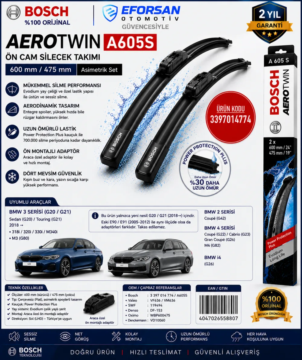 Aerotwin Silecek Takımı 600/475 mm Bmw Uyumlu 3397014774