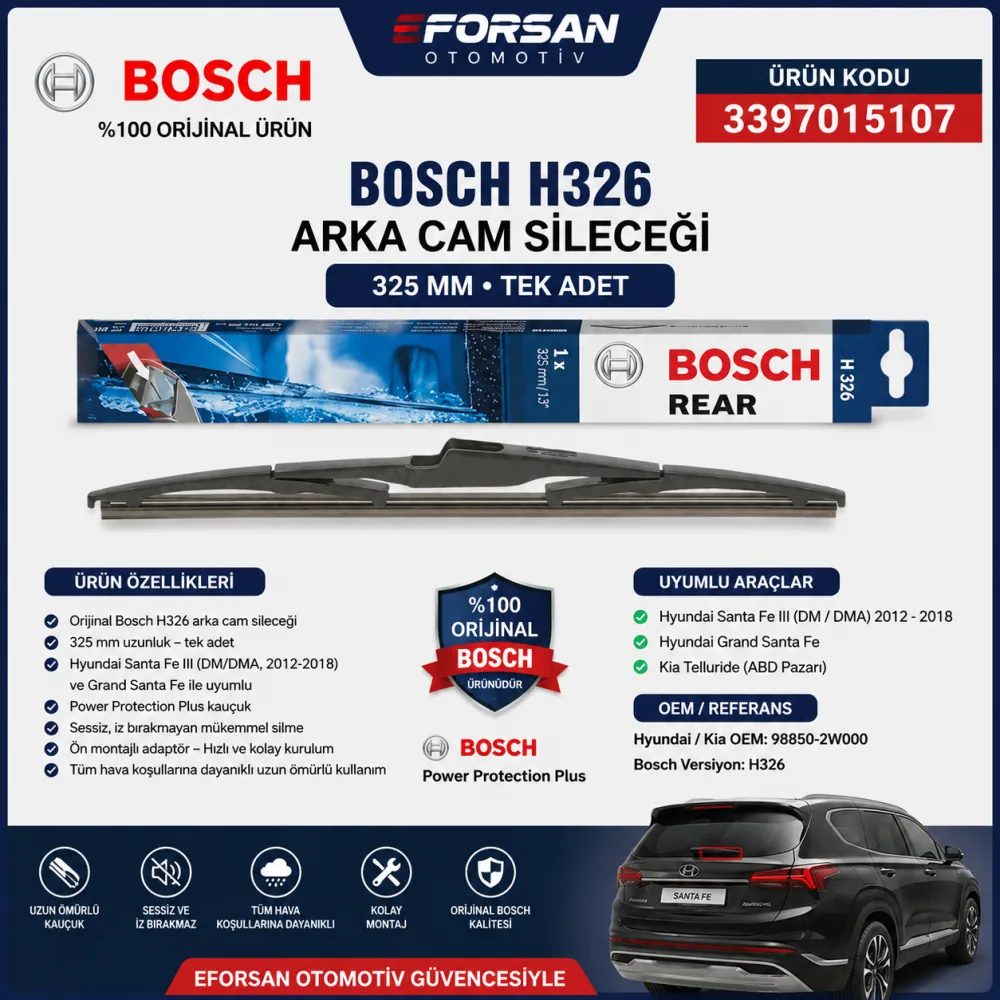 Arka Cam Sileceği 325 mm Kia Uyumlu 3397015107