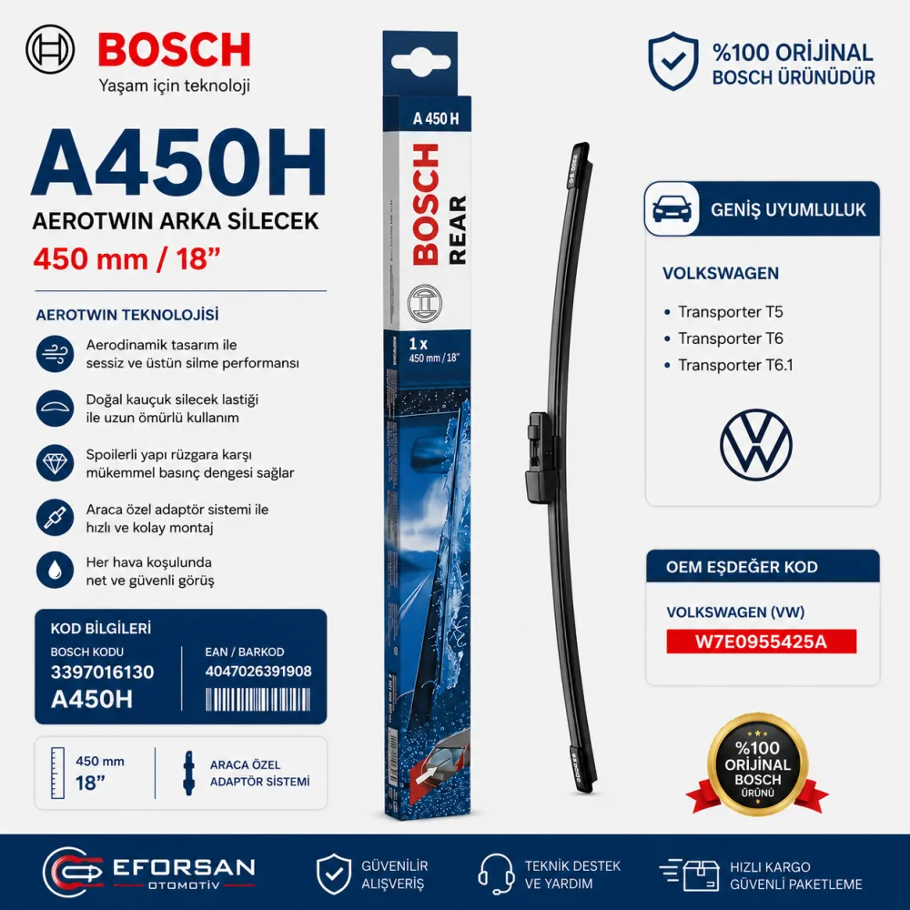 Aerotwin Arka Cam Sileceği 450 mm Volkswagen Uyumlu 3397016130