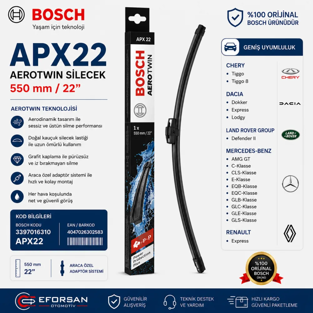 Aerotwin APX22 Tekli Silecek Süpürgesi 550 mm 3397016310