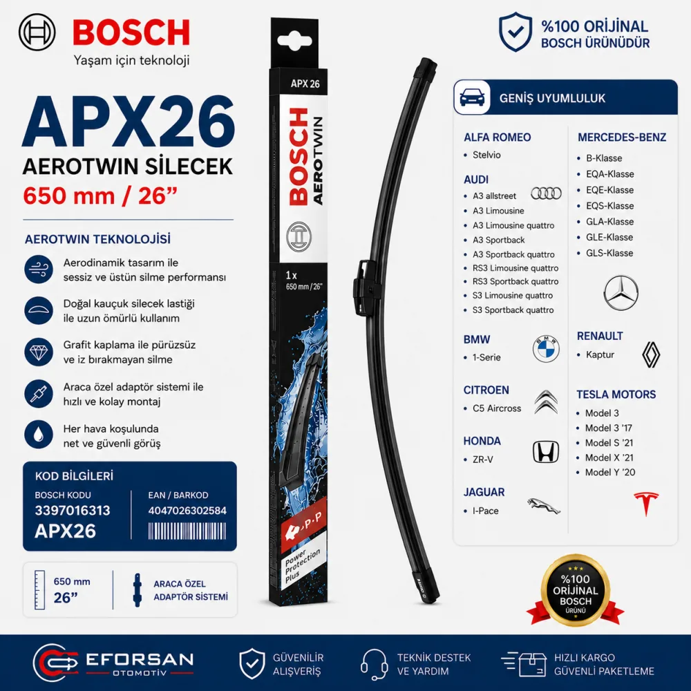 Aerotwin APX26 Tekli Silecek Süpürgesi 650 mm 3397016313