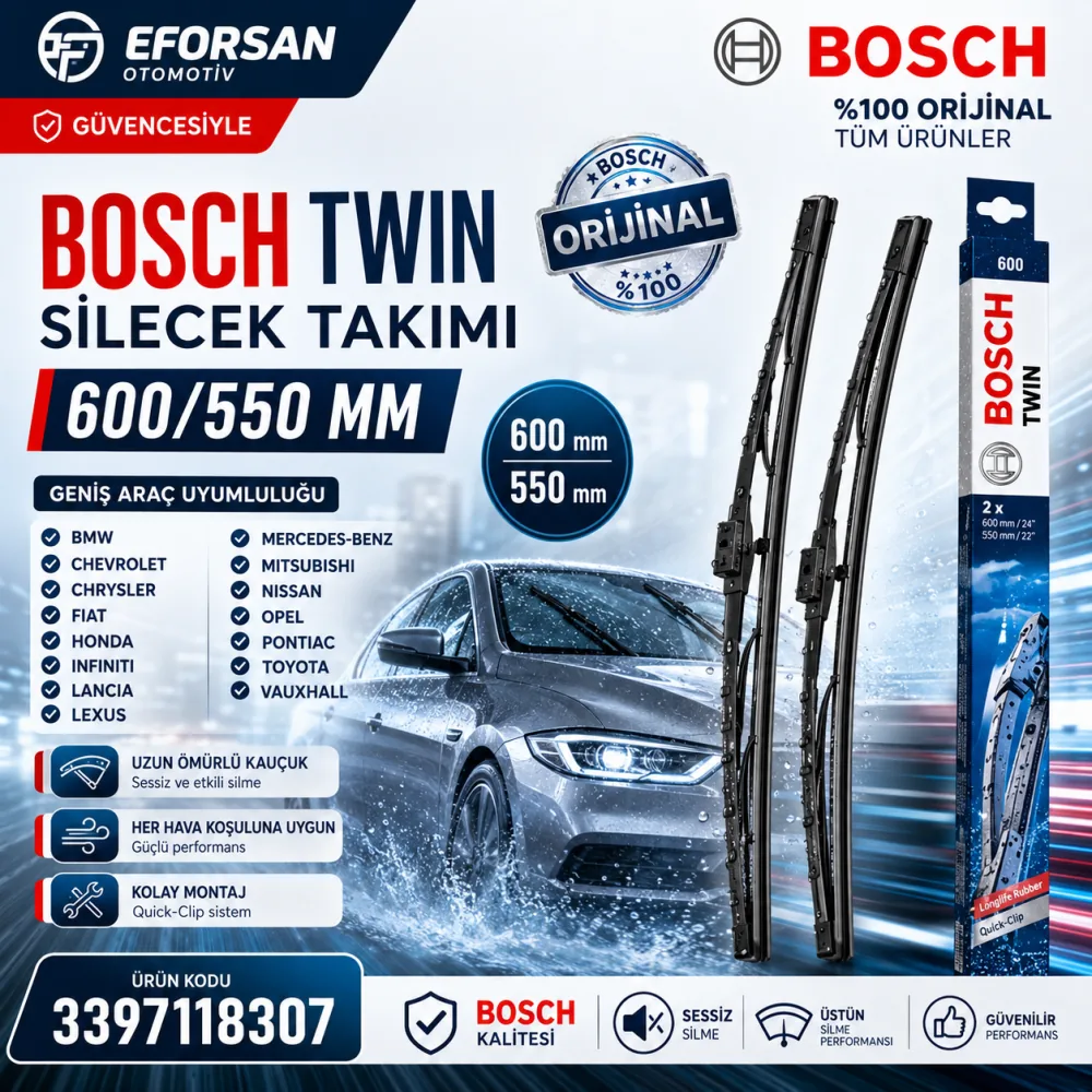 Twin Silecek Takımı 600/550 mm Bmw Opel Uyumlu 3397118307