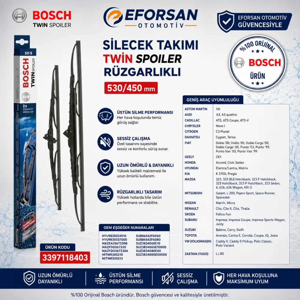 Twin Silecek Takımı 530/450 mm 3397118403