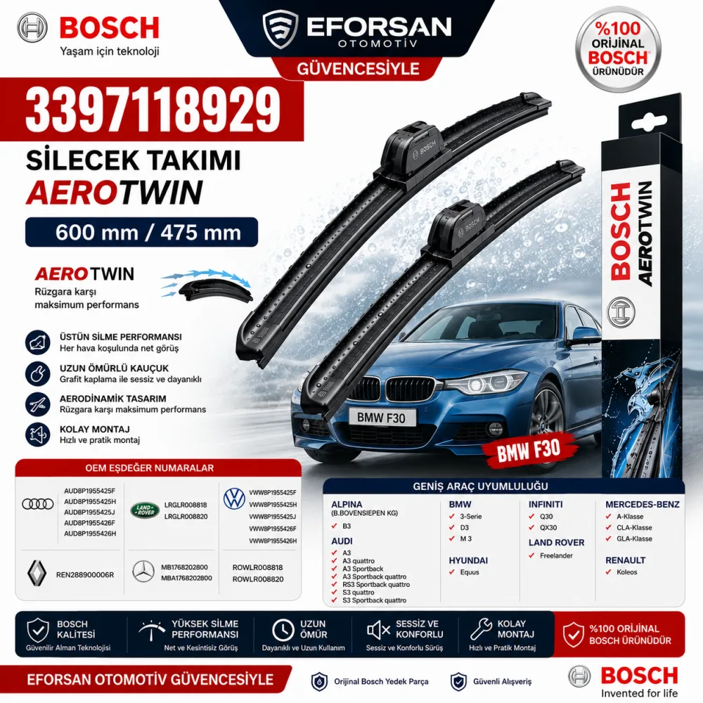 Aerotwin Silecek Takımı 600/475 mm F30 Uyumlu 3397118929