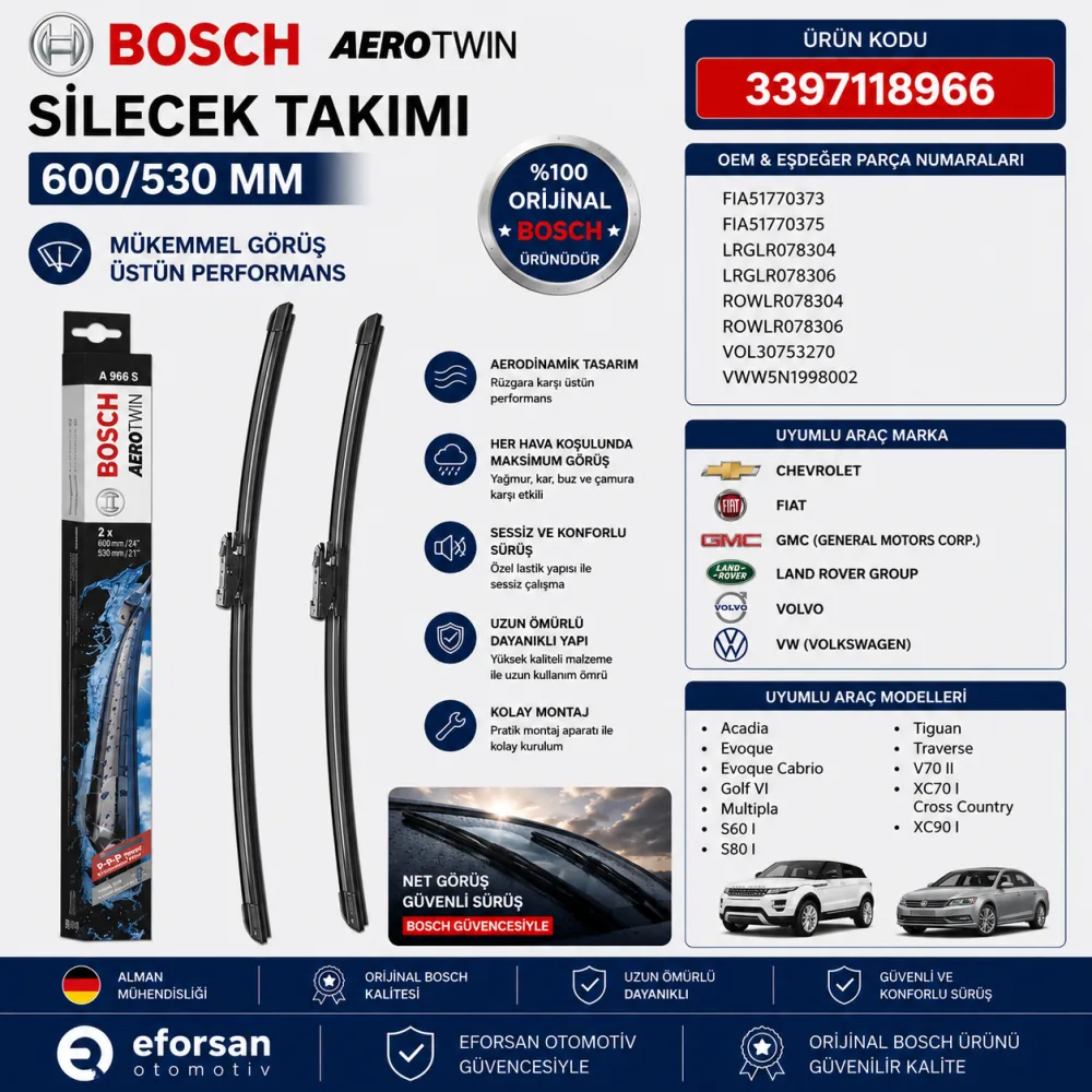 Aerotwin Silecek Takımı 600/530 mm 3397118966