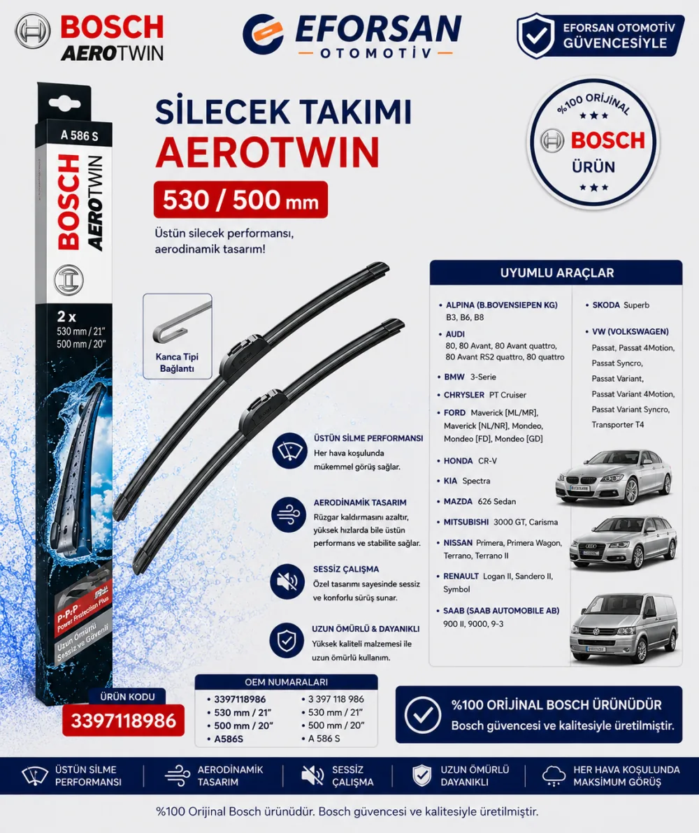 Aerotwin Silecek Takımı 530/500 mm Volkswagen Bmw Uyumlu 3397118986