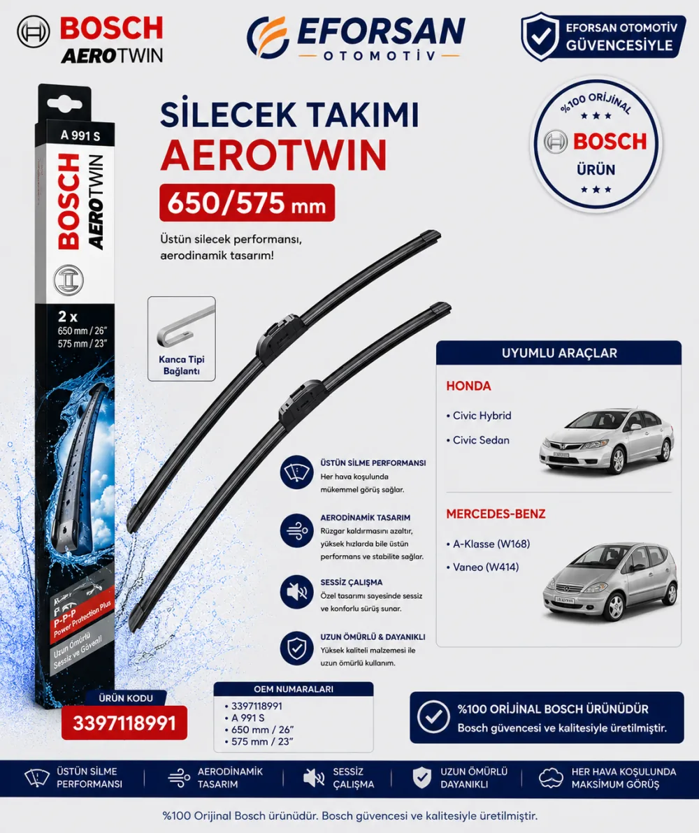 Aerotwin Silecek Takımı 650/575 mm Mercedes Uyumlu 3397118991