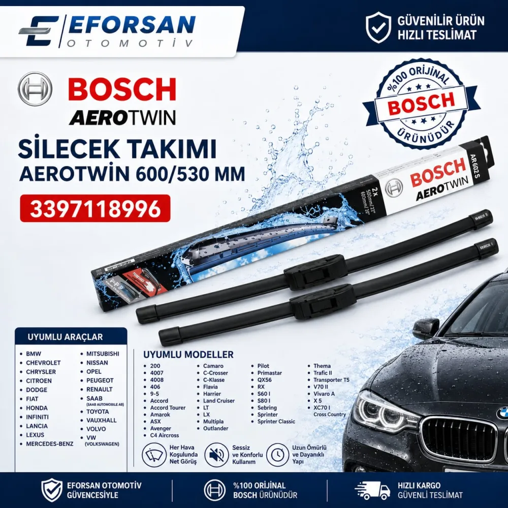 Aerotwin Silecek Takımı 600/530 mm Bmw Uyumlu 3397118996