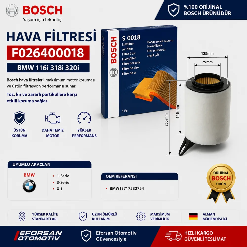 Hava Filtresi Bmw Uyumlu F026400018