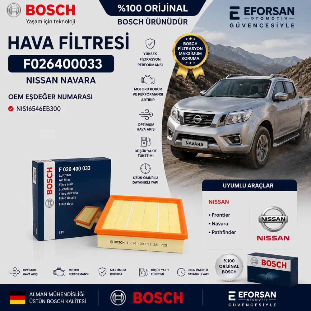 Hava Filtresi Nissan Uyumlu F026400033