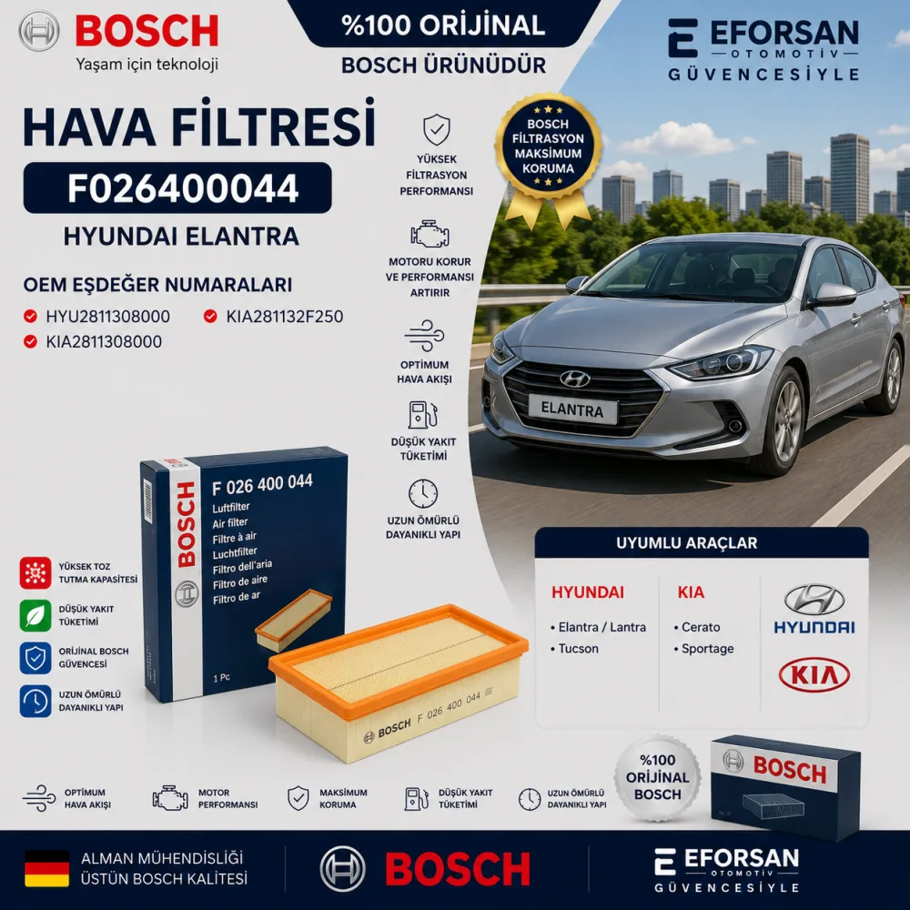 Hava Filtresi Hyundai Uyumlu F026400044
