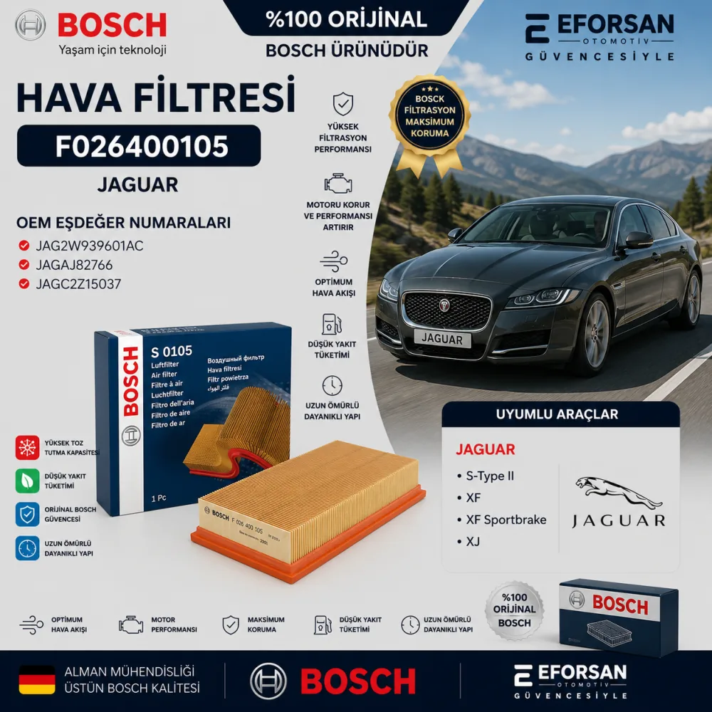 Hava Filtresi Jaguar Uyumlu F026400105