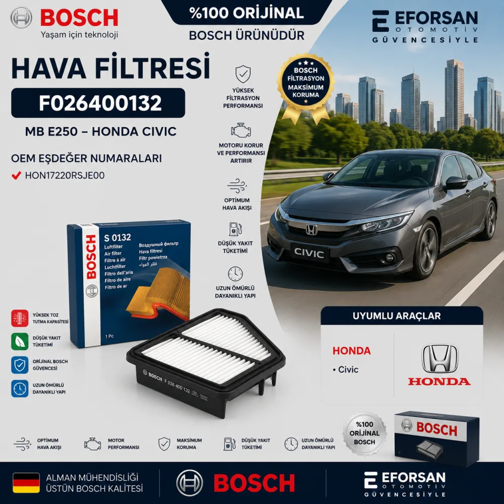 Hava Filtresi Mercedes Honda Uyumlu F026400132