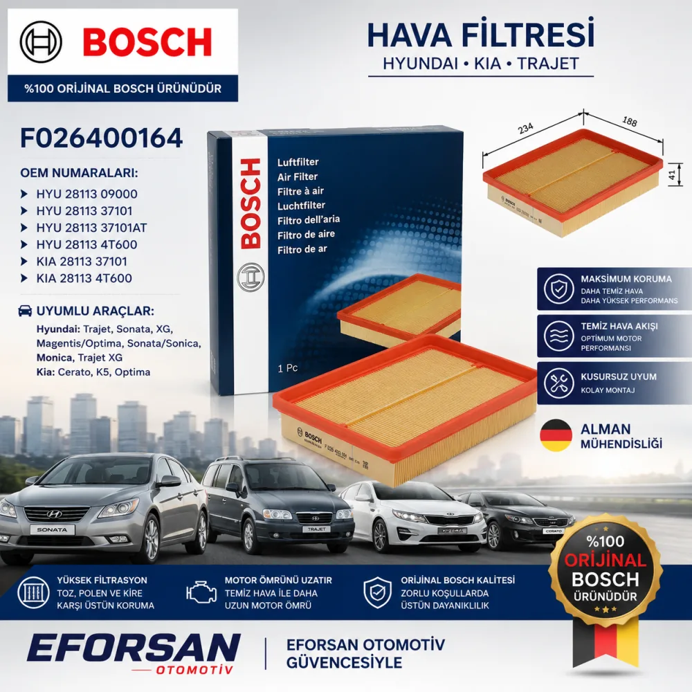Hava Filtresi Hyundai Kia Uyumlu F026400164