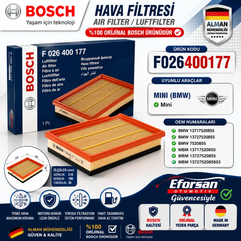 Hava Filtresi Bmw Uyumlu F026400177