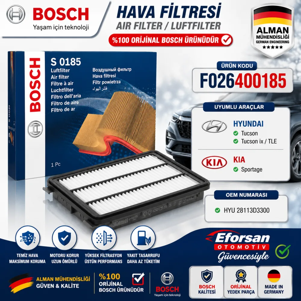Hava Filtresi Hyundai Kia Uyumlu F026400185