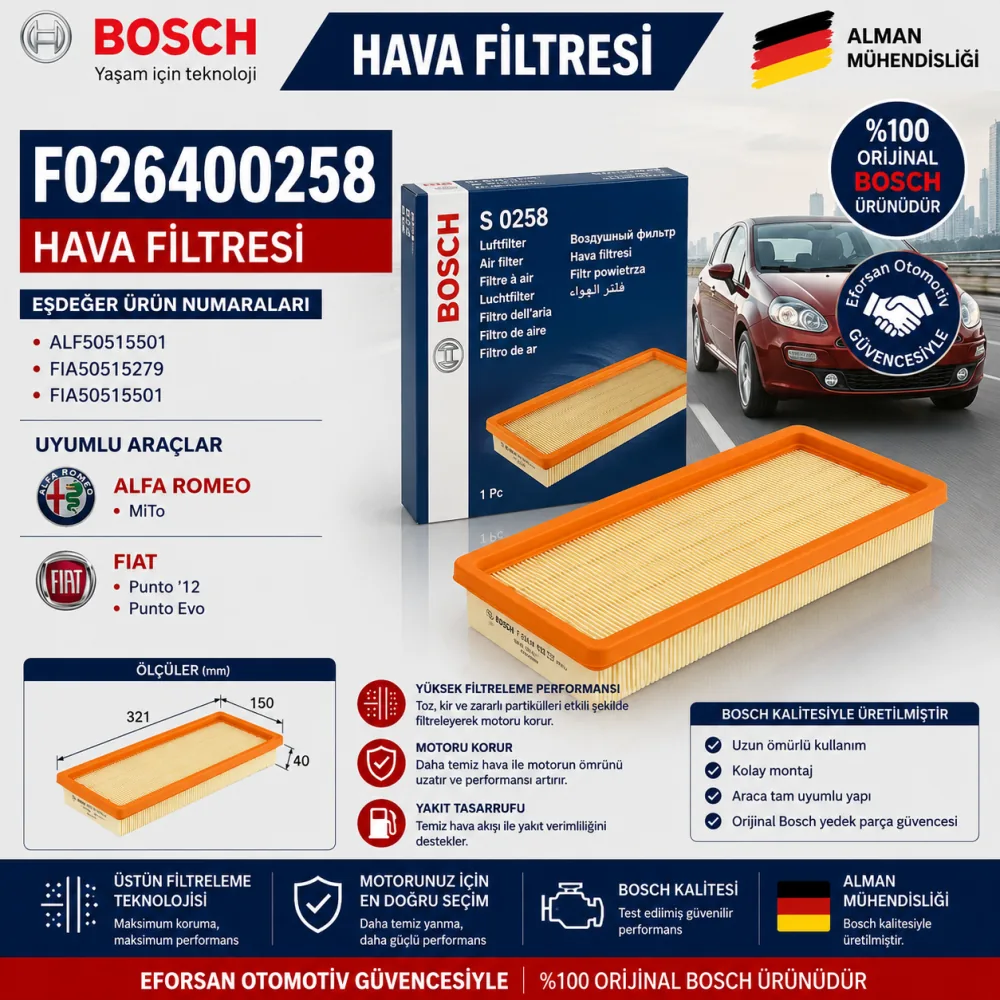 Hava Filtresi Fiat Uyumlu F026400258
