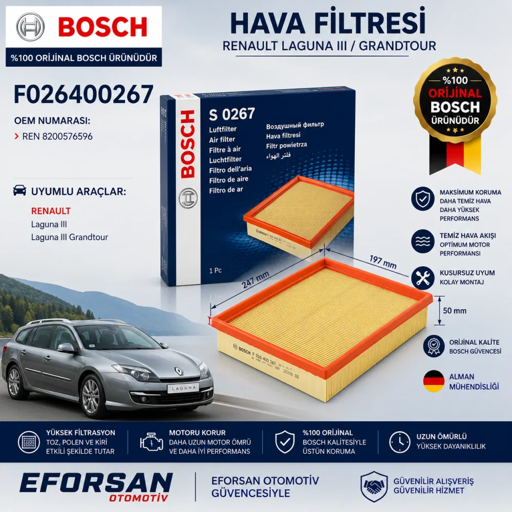 Hava Filtresi Renault Uyumlu F026400267