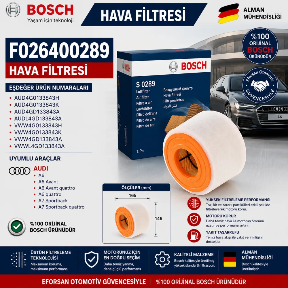 Hava Filtresi Volkswagen Uyumlu F026400289