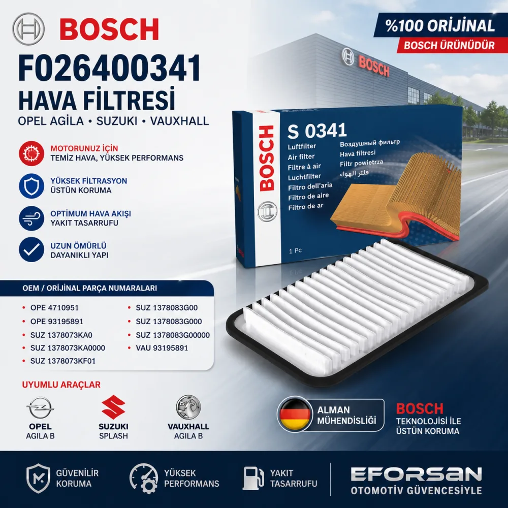 Hava Filtresi Opel Suzuki Uyumlu F026400341