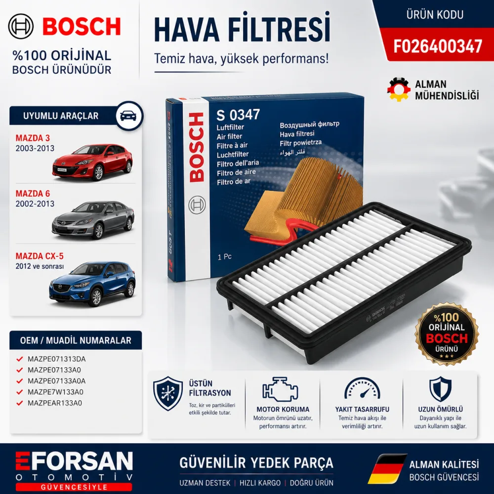 Hava Filtresi Mazda Uyumlu F026400347