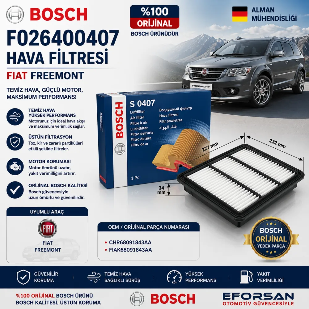 Hava Filtresi Fiat Uyumlu F026400407
