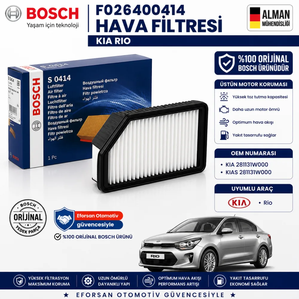 Hava Filtresi Kia Uyumlu F026400414