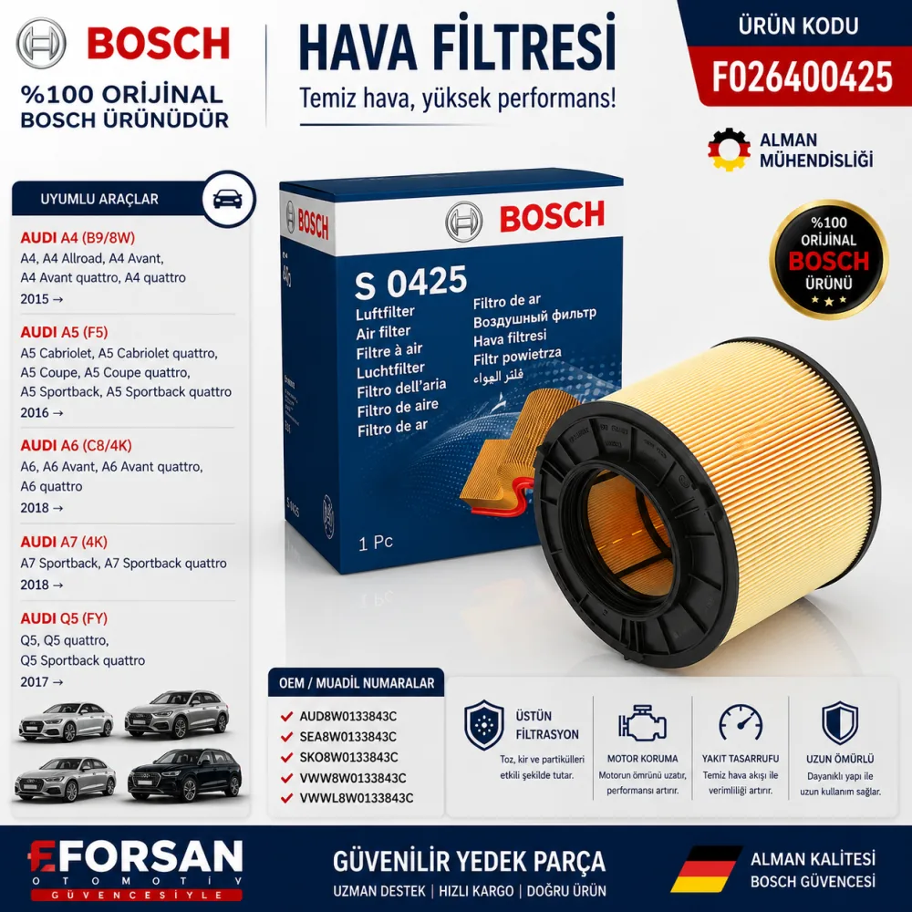 Hava Filtresi Audi Uyumlu F026400425