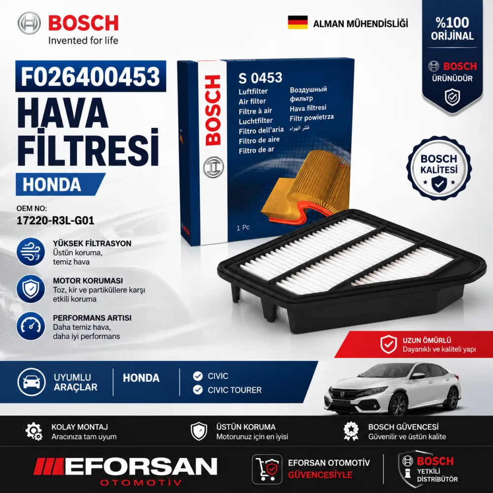 Hava Filtresi Honda Uyumlu F026400453