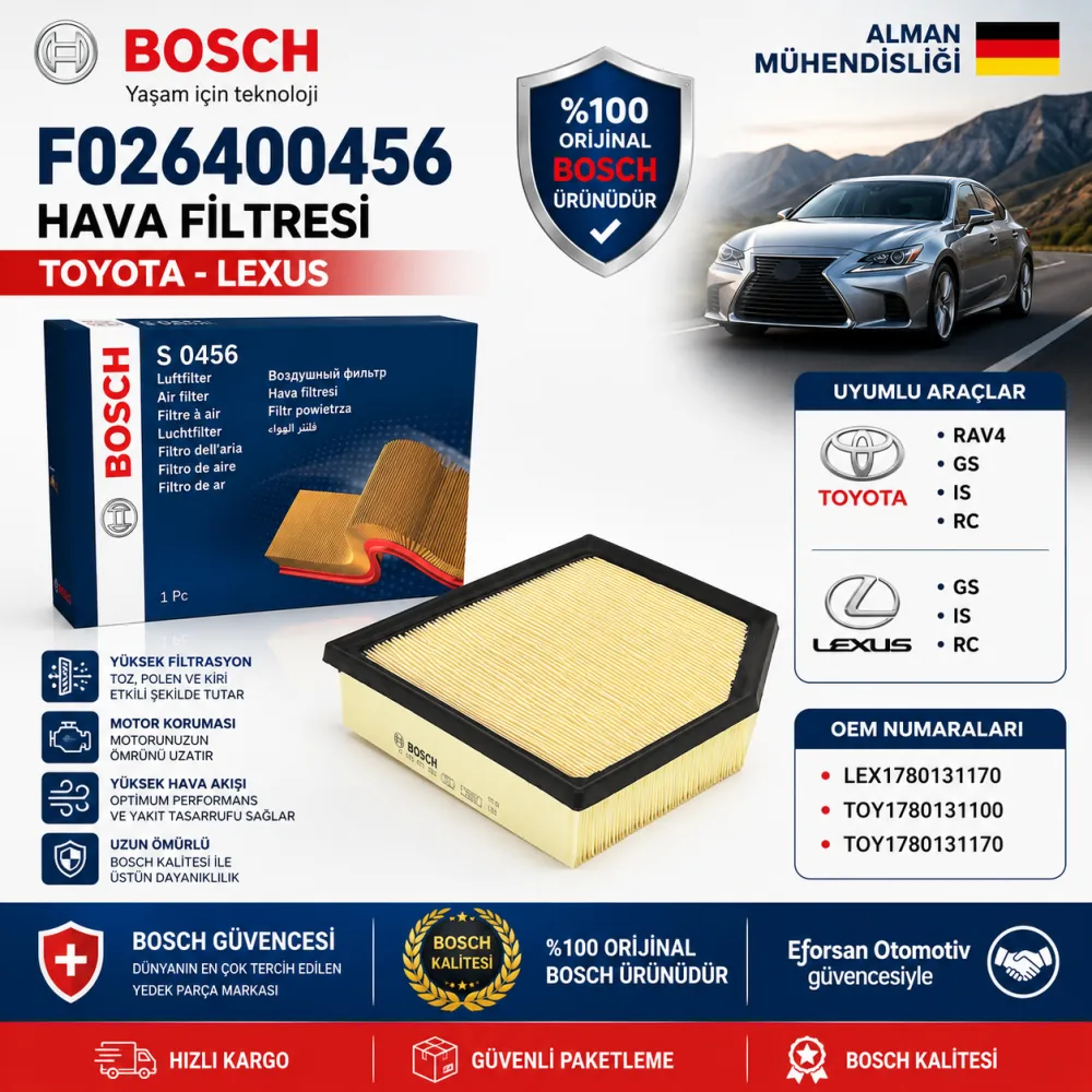Hava Filtresi Toyota Lexus Uyumlu F026400456