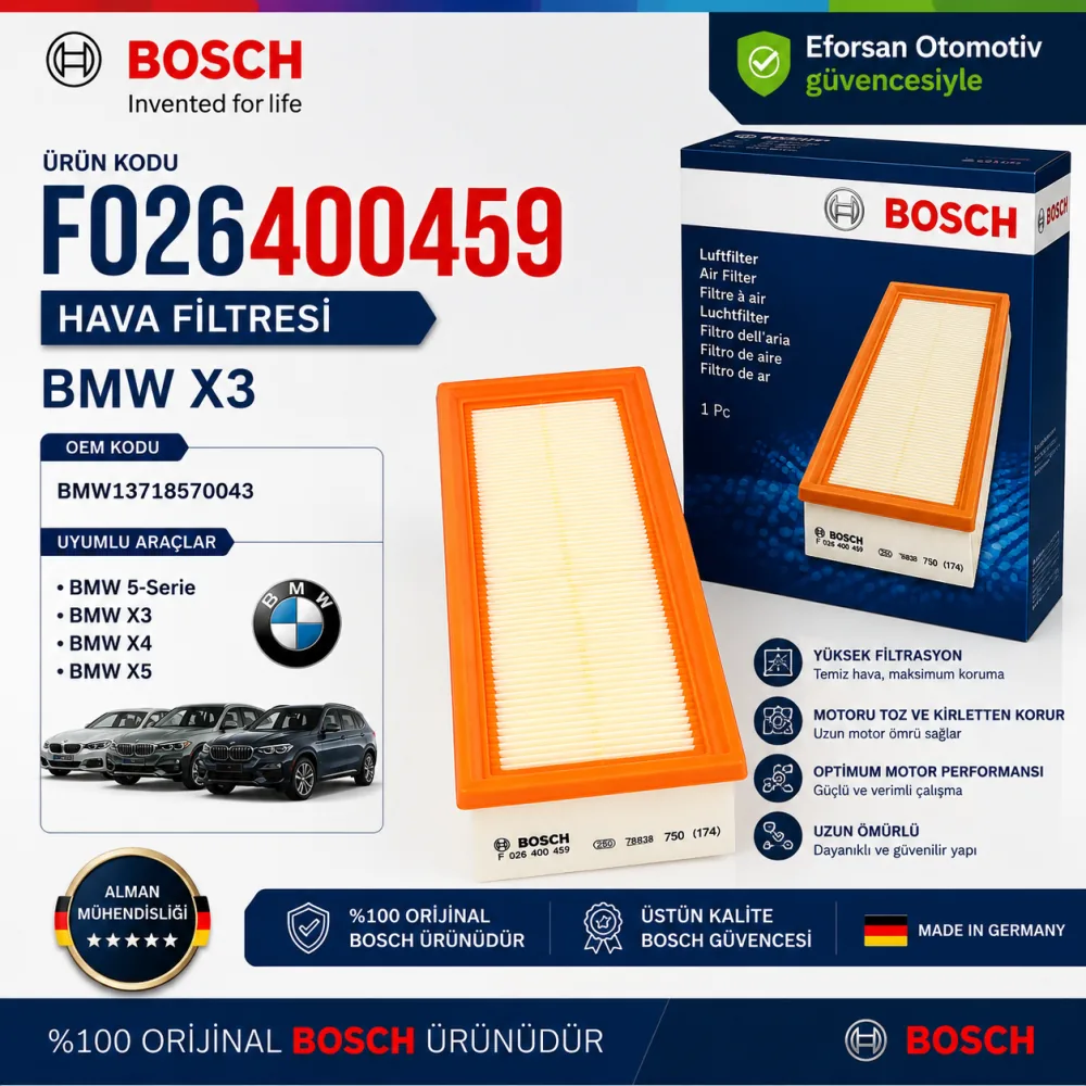Hava Filtresi Bmw Uyumlu F026400459