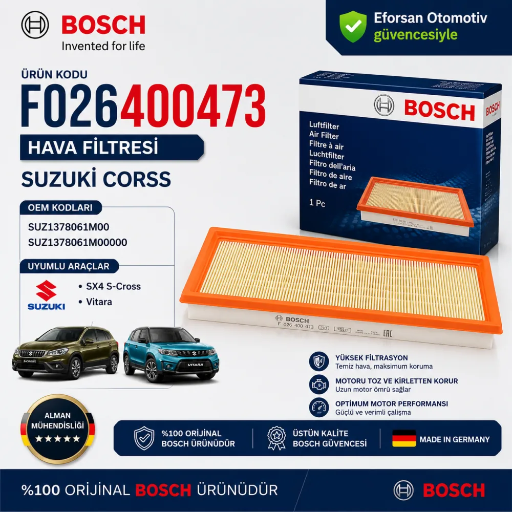 Hava Filtresi Suzuki Uyumlu F026400473